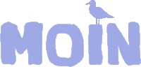 a silhouette of a bird standing on the word moin