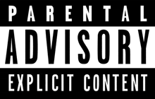 a parental advisory explicit content sign on a white background