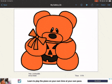 a drawing of a teddy bear with a pumpkin on its belly