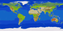 a map of the world showing australia in the middle