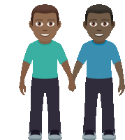 two men are holding hands and smiling for the camera