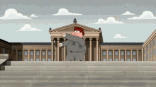 a cartoon of peter griffin standing in front of a large building