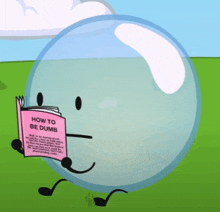 a cartoon bubble is reading a book titled how to be dumb