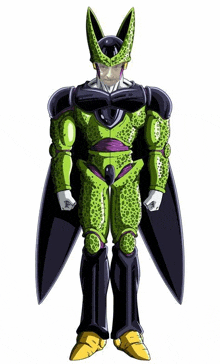 cell from dragon ball z is standing in front of a white backdrop