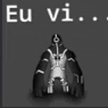 a black and white drawing of a monster with the words `` eu vi '' written above it .