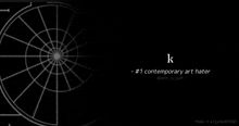 a black background with a white circle and the word k on it