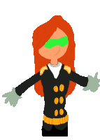 a cartoon drawing of a girl in a superhero costume with her arms outstretched