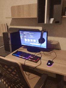 a dell computer sits on a desk next to a corsair mouse