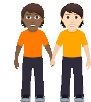 a cartoon of two men holding hands with one wearing a yellow shirt