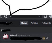 a drawing of a speech bubble with the name miphel on it