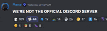 a screenshot of a discord server that says we 're not the official server