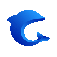 a blue dolphin on a white background that looks like the letter c