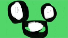 a drawing of mickey mouse 's face with a green background