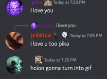 a screenshot of a discord conversation with pika and jessica