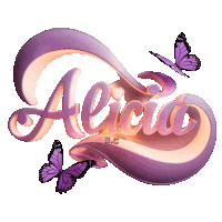 a logo for alicia a.c. with purple butterflies in the background