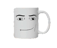 a white coffee mug with a black and white drawing of a man 's face on it .