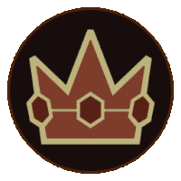 a crown in a brown circle on a black background