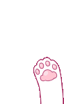 a cat 's paw with a pink cloud on it .