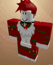 a cartoon character with red hair is wearing a choker and a wreath around his neck