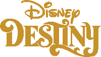 a logo for disney destiny is shown in gold