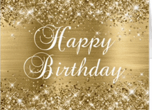 a gold background with the words " happy birthday " written on it