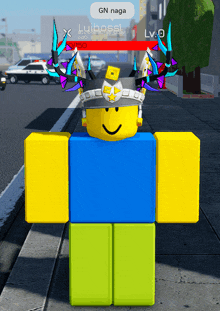 a roblox character with gn naga written on the top of his head