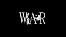 a white logo on a black background that says war .