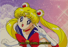 a picture of sailor moon with the words i am the pretty guardian