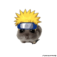 a drawing of a hamster wearing a headband with a naruto logo on it