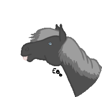 a drawing of a horse 's head with the letters eb below it