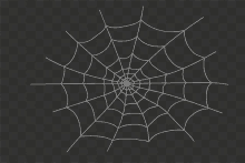 a white spider web with a spider in the center on a checkered background