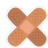 a sticker of a bandage in the shape of a cross