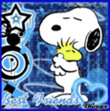 a picture of snoopy and woodstock with the words best friends written on the bottom