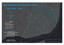 a wind speed and direction map for portugal is shown
