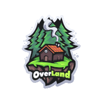 a logo for overland with a house in the middle