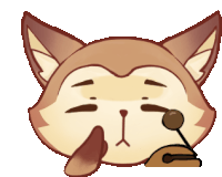 a cartoon drawing of a cat with a microphone on its head