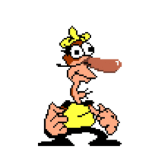 a pixel art drawing of a cartoon character