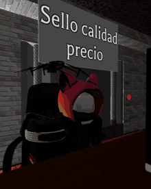 a sign that says sello calidad precio is above a table