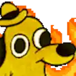 a pixel art of a yellow dog wearing a hat and sunglasses .