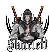 a drawing of a ninja with the name skarlett