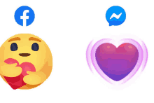 a facebook and messenger icon next to a heart