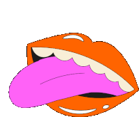 a cartoon drawing of a woman 's mouth with a pink tongue sticking out .