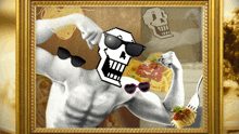 a picture of a man with a skull on his face and sunglasses