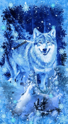 a painting of a wolf with the name nathmoi written on it