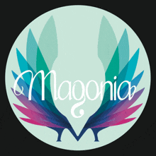 a logo for a company called magonia with a circle of feathers