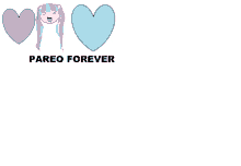 a white background with three hearts and the words pareo forever on it