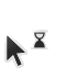 a mouse pointer and a hourglass icon on a white background .