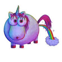 a drawing of a unicorn with a rainbow coming out of its tail