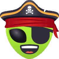 an alien wearing a pirate hat and eye patch