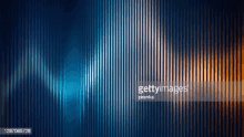 a blue and orange striped background with a glowing wave .